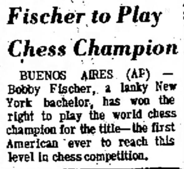 Fischer to Play Chess Champion https://bobby-fischer-1971.blogspot.com/